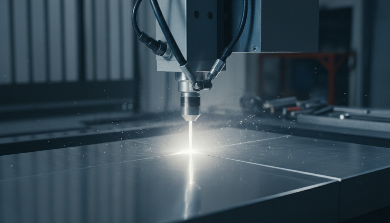 Precision waterjet cutting machine in action